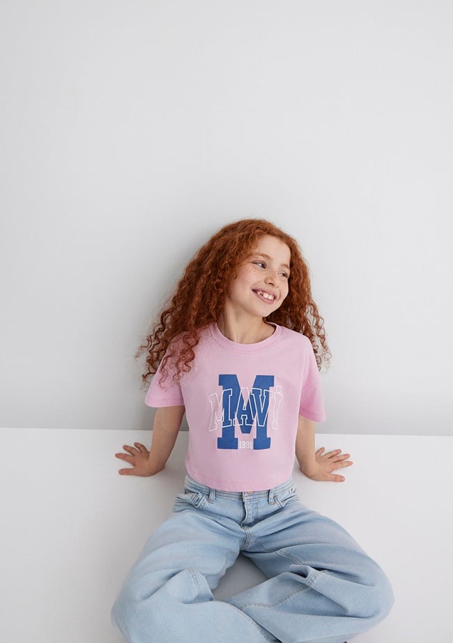  Mavi M Logo Baskılı Pembe Tişört Loose Fit / Bol Rahat Kesim 7610276-86953