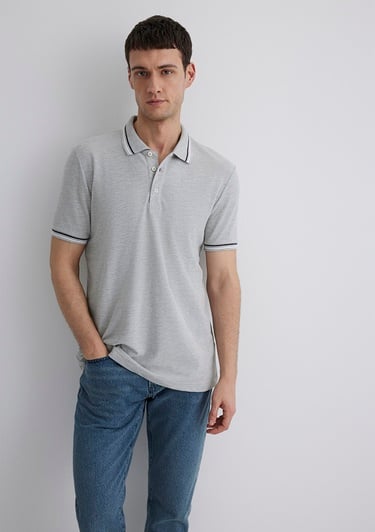  Mavi Gri Polo Tişört Regular Fit / Normal Kesim 0612291-80196