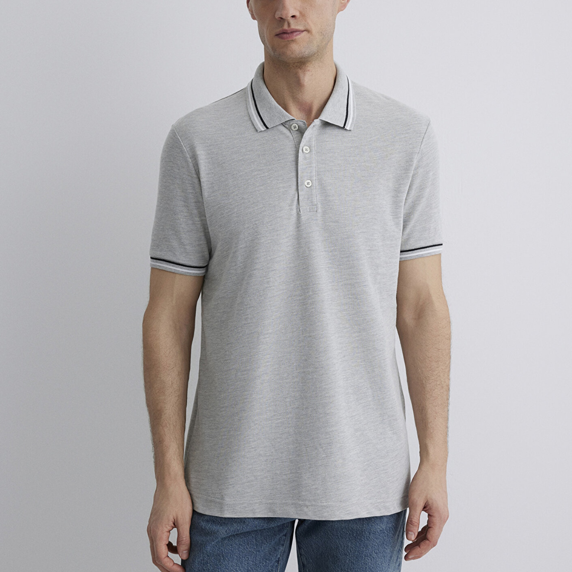 Mavi Gri Polo Tişört Regular Fit / Normal Kesim 0612291-80196