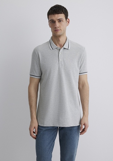  Mavi Gri Polo Tişört Regular Fit / Normal Kesim 0612291-80196