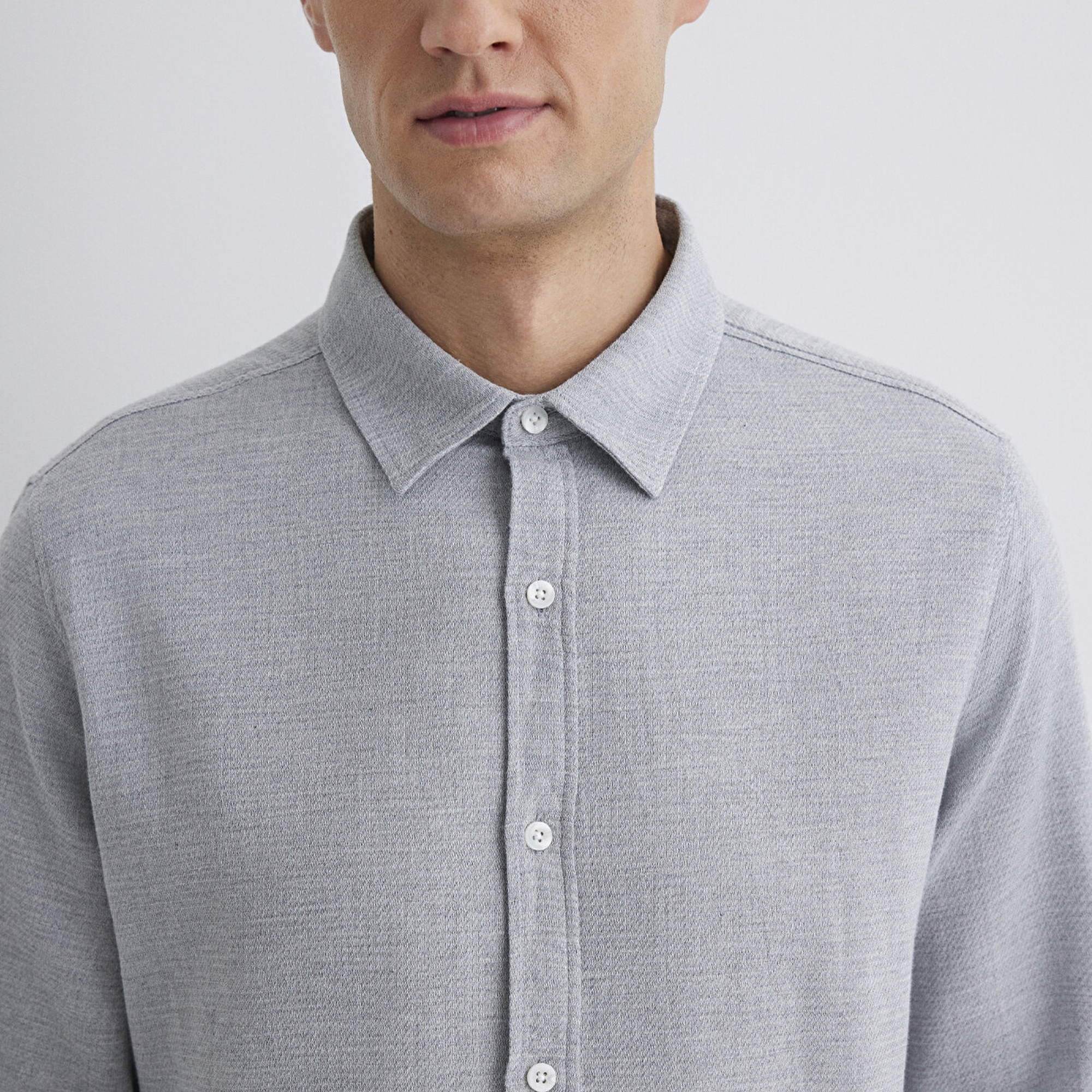 Mavi Gri Gömlek Slim Fit / Dar Kesim 0211390-80196