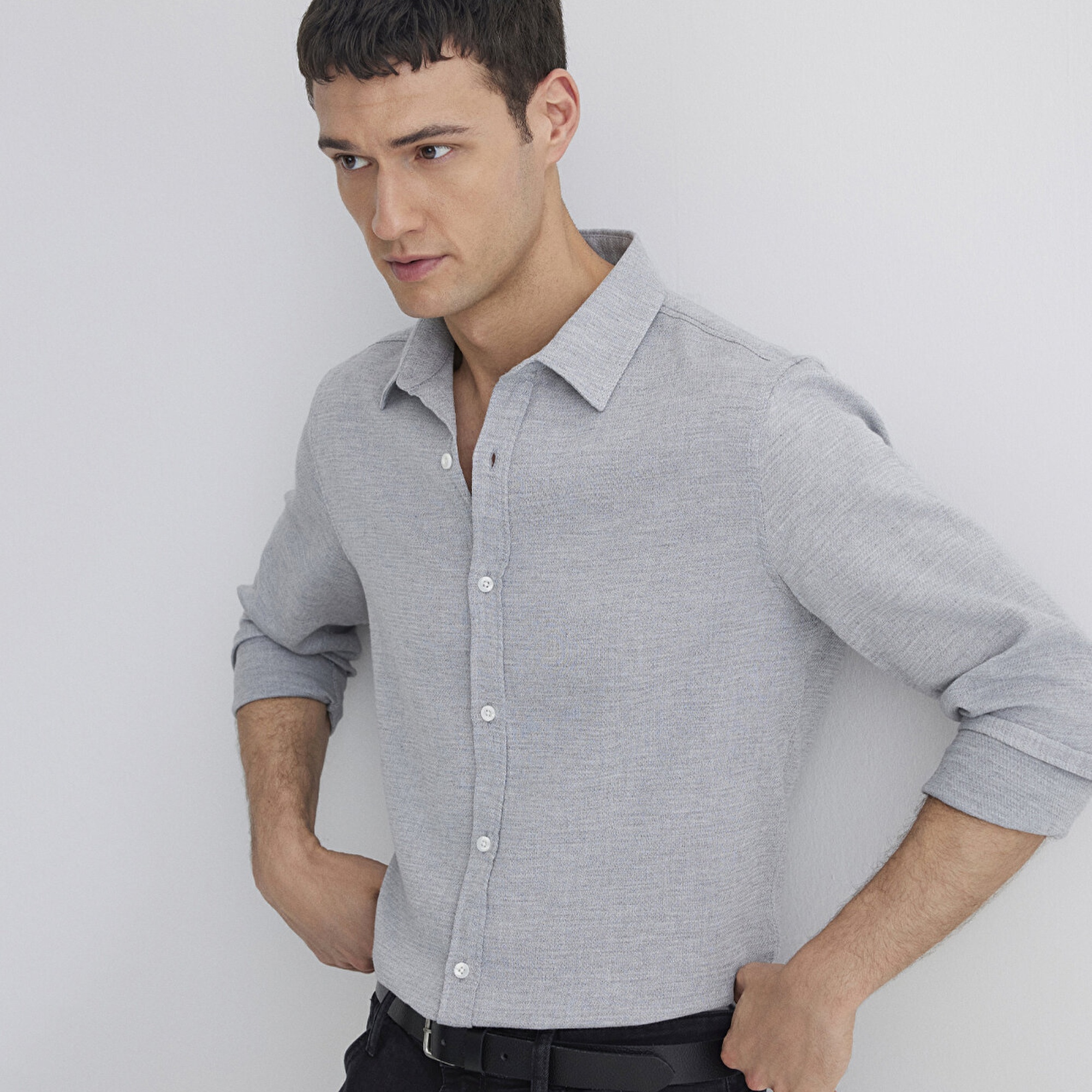 Mavi Gri Gömlek Slim Fit / Dar Kesim 0211390-80196