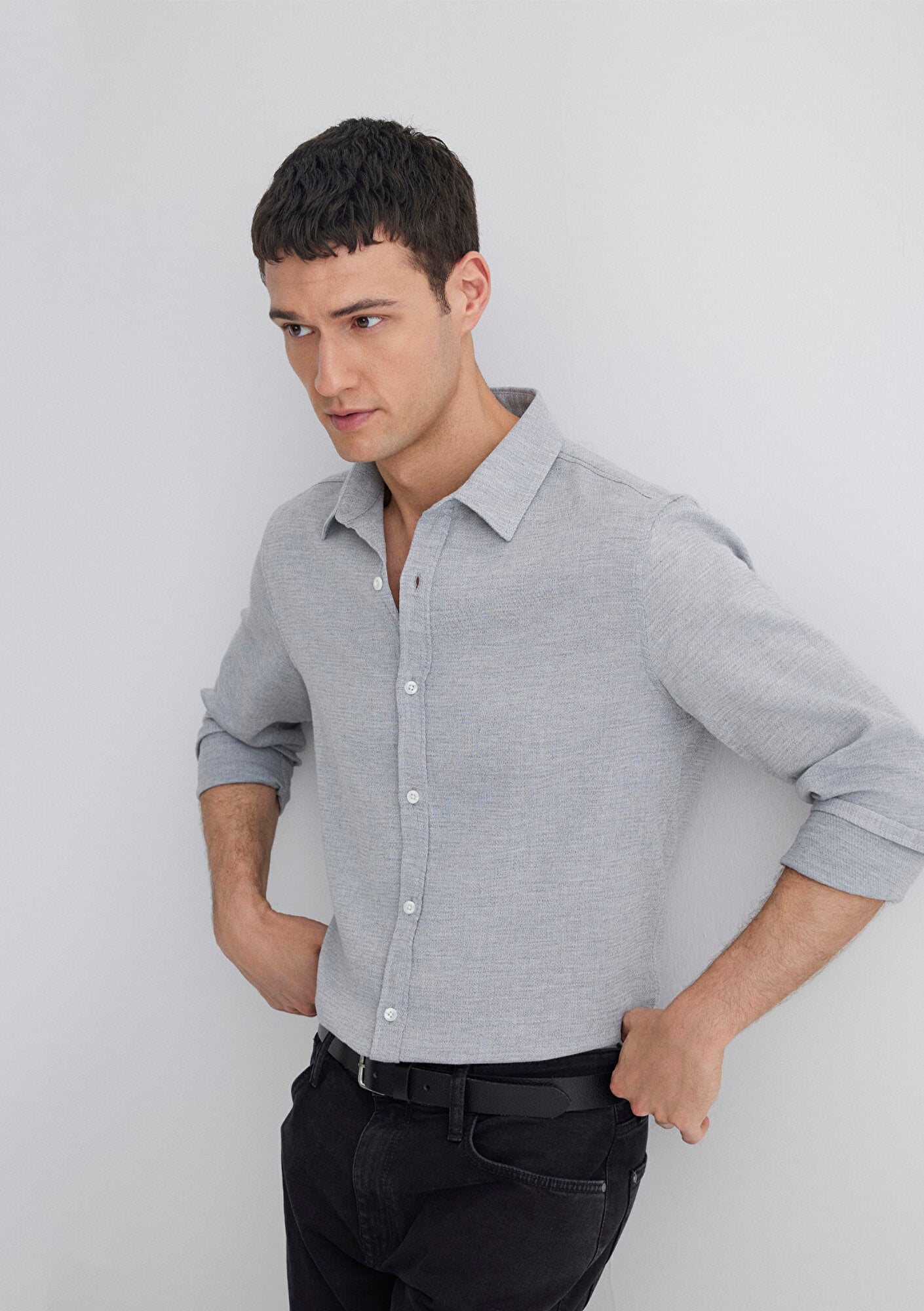  Mavi Gri Gömlek Slim Fit / Dar Kesim 0211390-80196