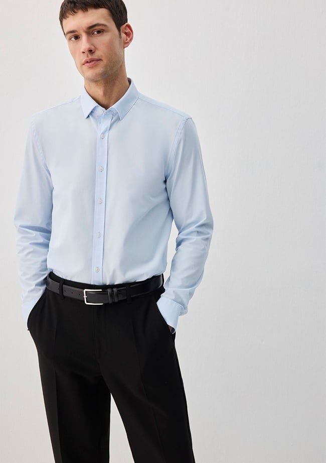  Mavi Kolay Ütülenebilir Mavi Gömlek Slim Fit / Dar Kesim 0211571-90160