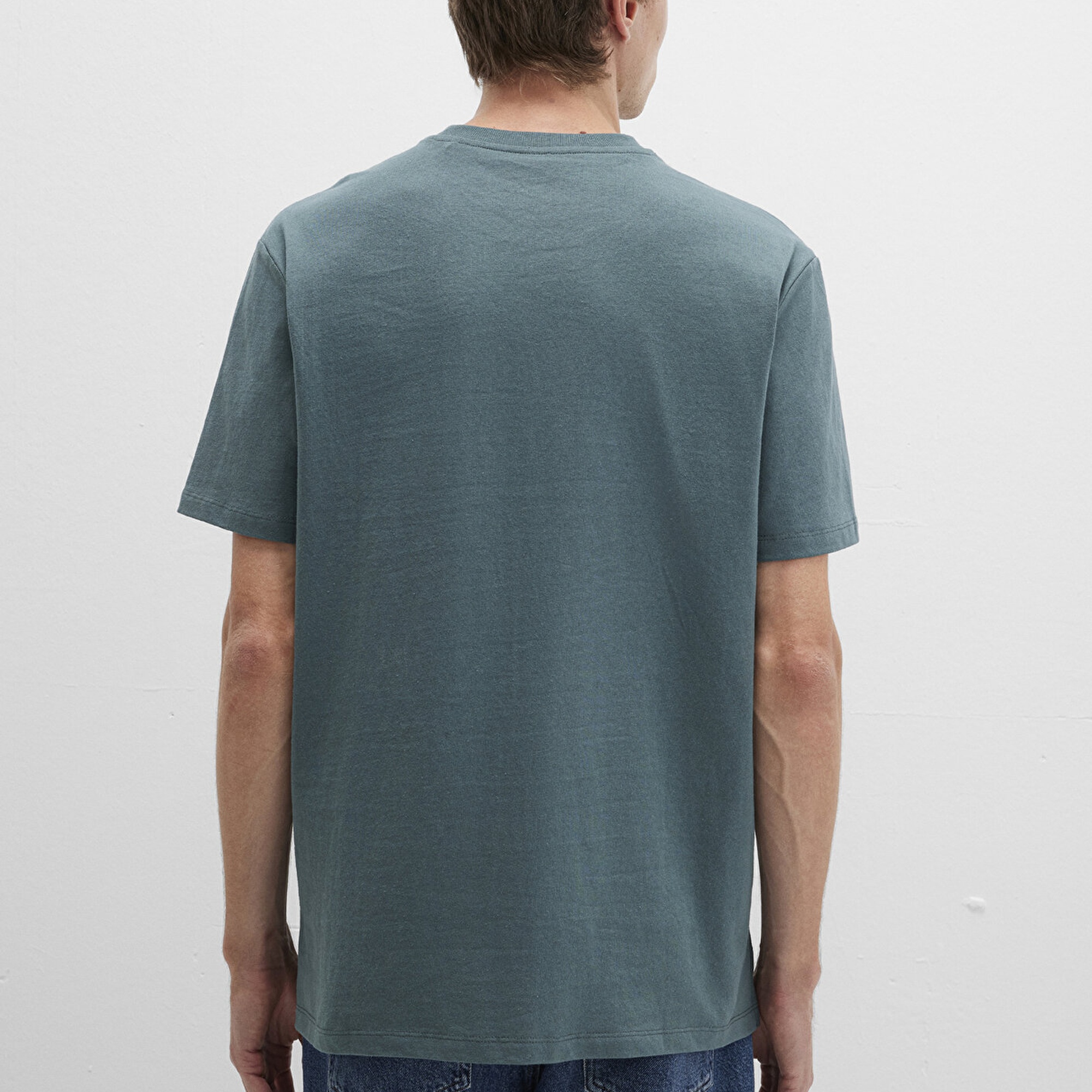 Mavi Cep Detaylı Yeşil Basic Tişört Loose Fit / Bol Rahat Kesim 066248-71577