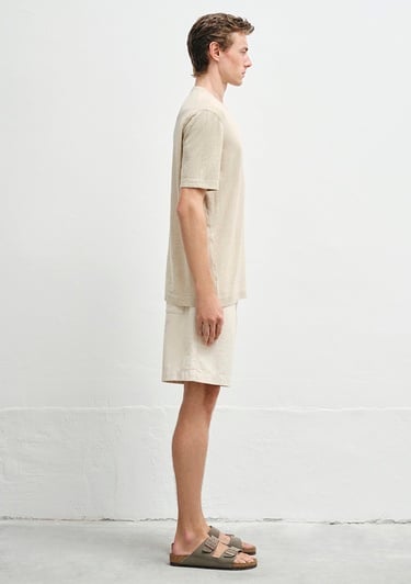  Mavi Kısa Kollu Bej Triko Loose Fit / Bol Rahat Kesim 0710368-70020