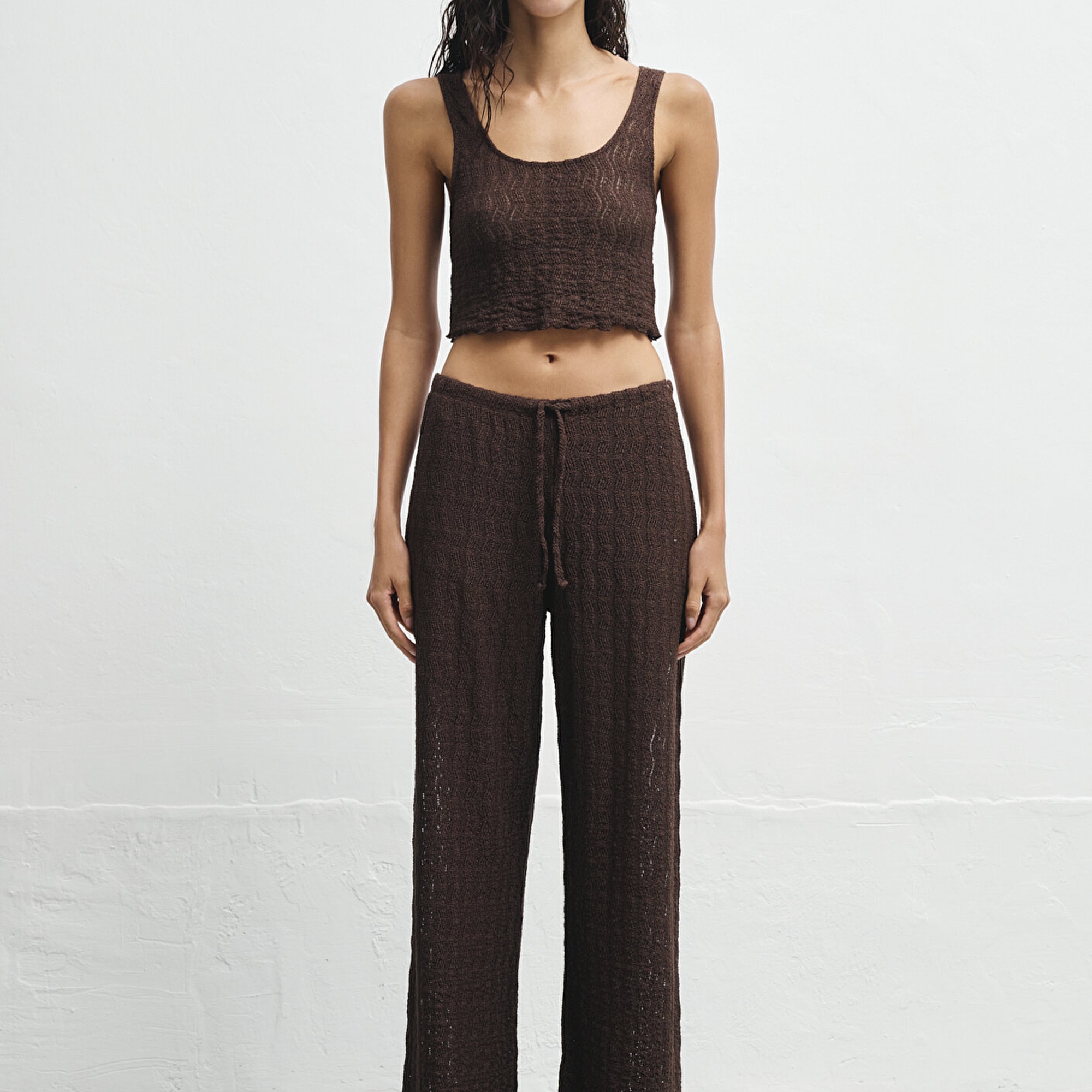 Mavi Kahverengi Örme Atlet Fitted / Vücuda Oturan Kesim 1613630-70244