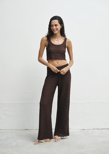  Mavi Kahverengi Örme Atlet Fitted / Vücuda Oturan Kesim 1613630-70244