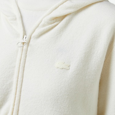  Kadın Relaxed Fit Kapüşonlu Beyaz Hırka