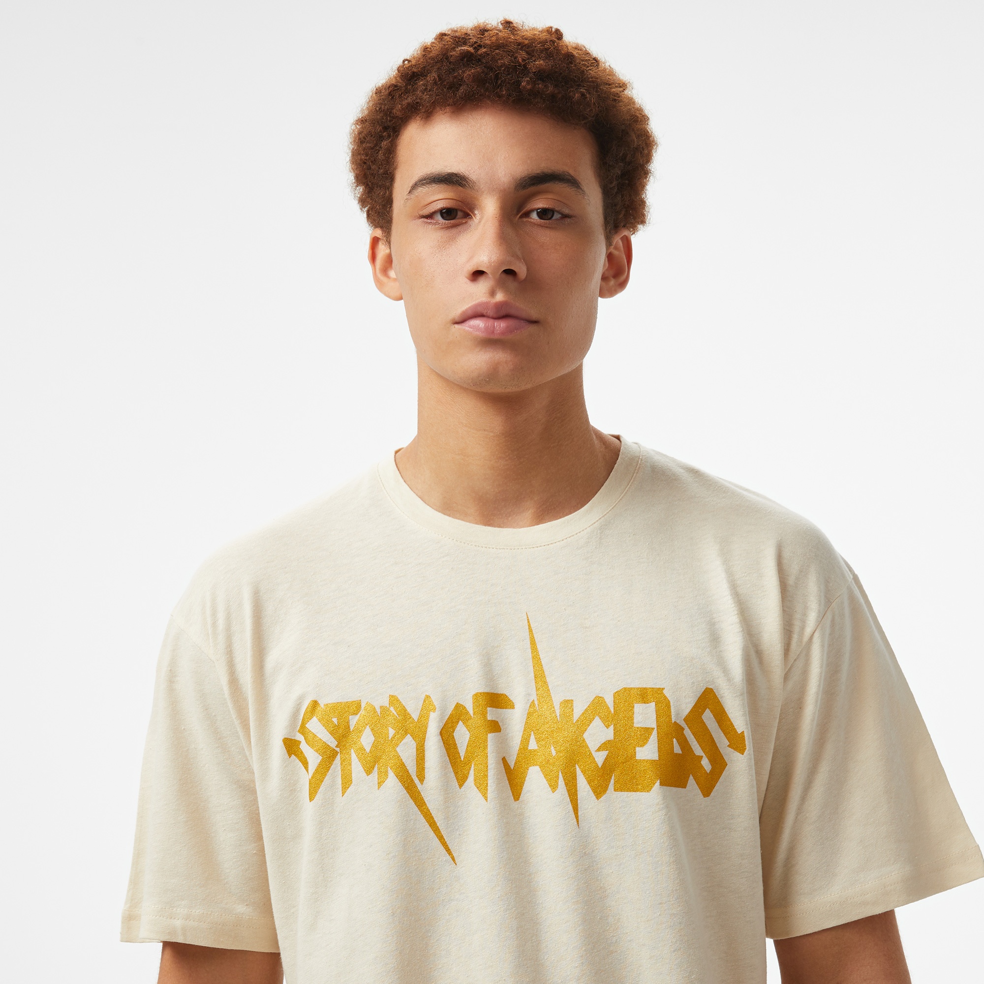 Storyf of Angels Rock N Roll Gold Linen Erkek Bej T-Shirt