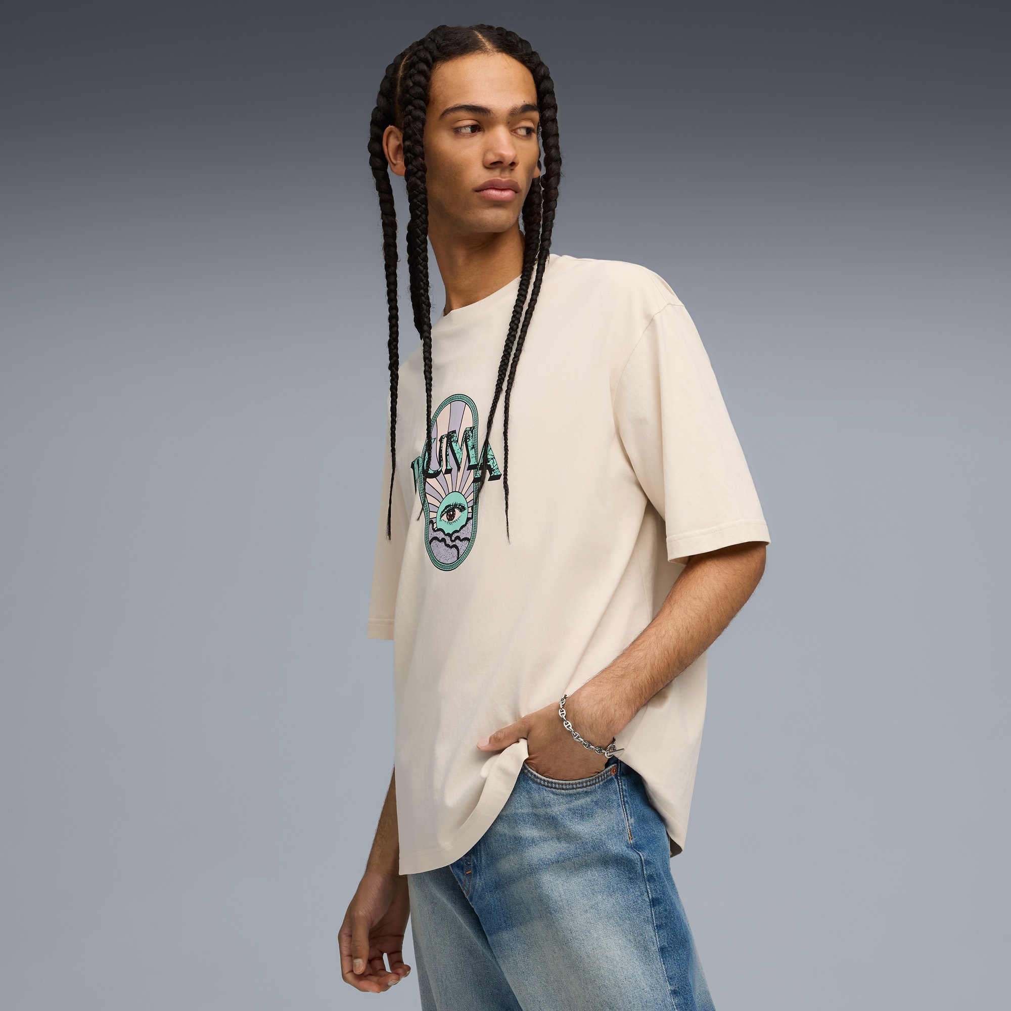 Puma Graphic Erkek Krem T-Shirt