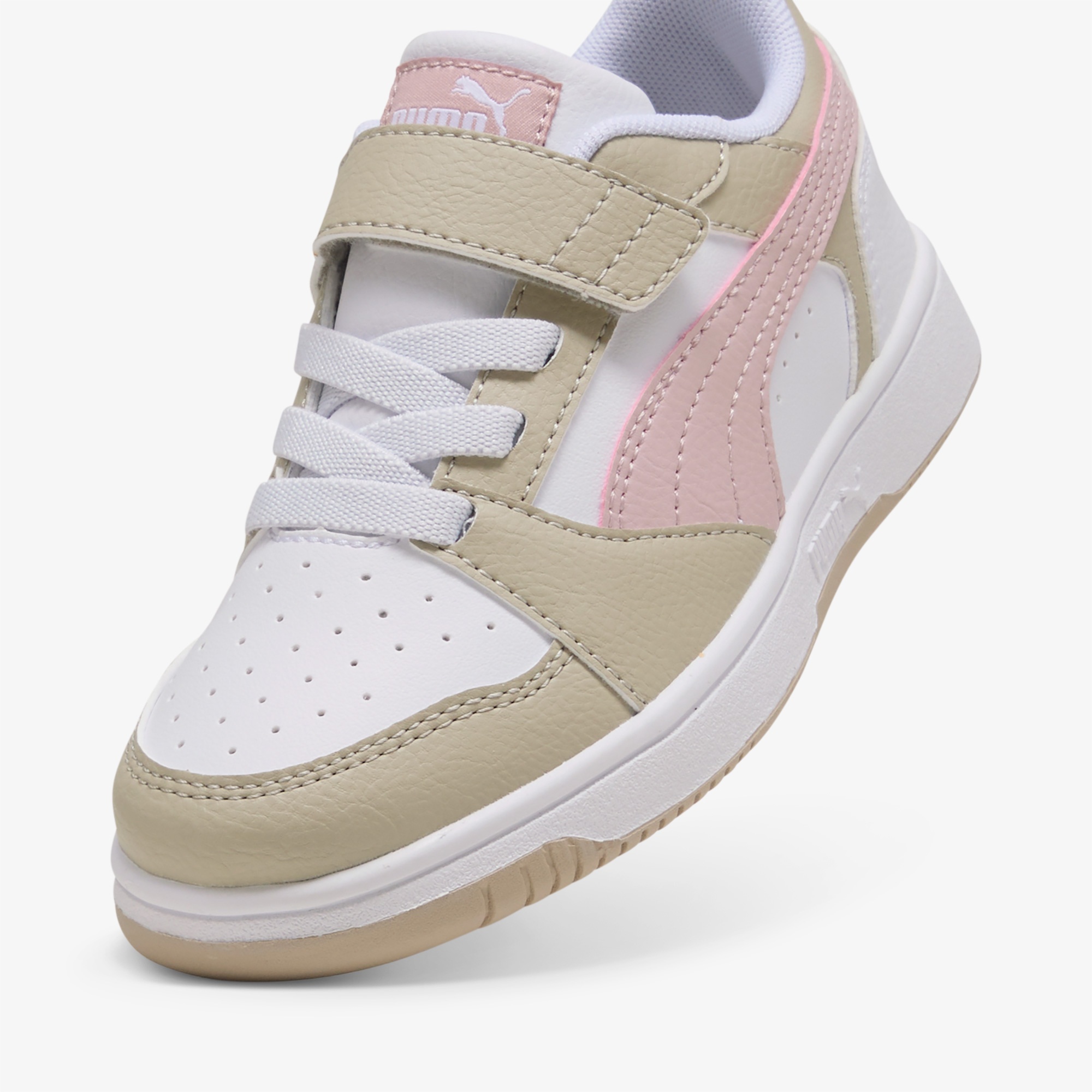Puma Rebound V6 Low Çocuk Krem/Pembe Spor Ayakkabı