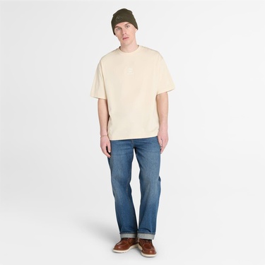  Timberland Hampthomn Tonal Stack Logo Erkek Bej T-Shirt