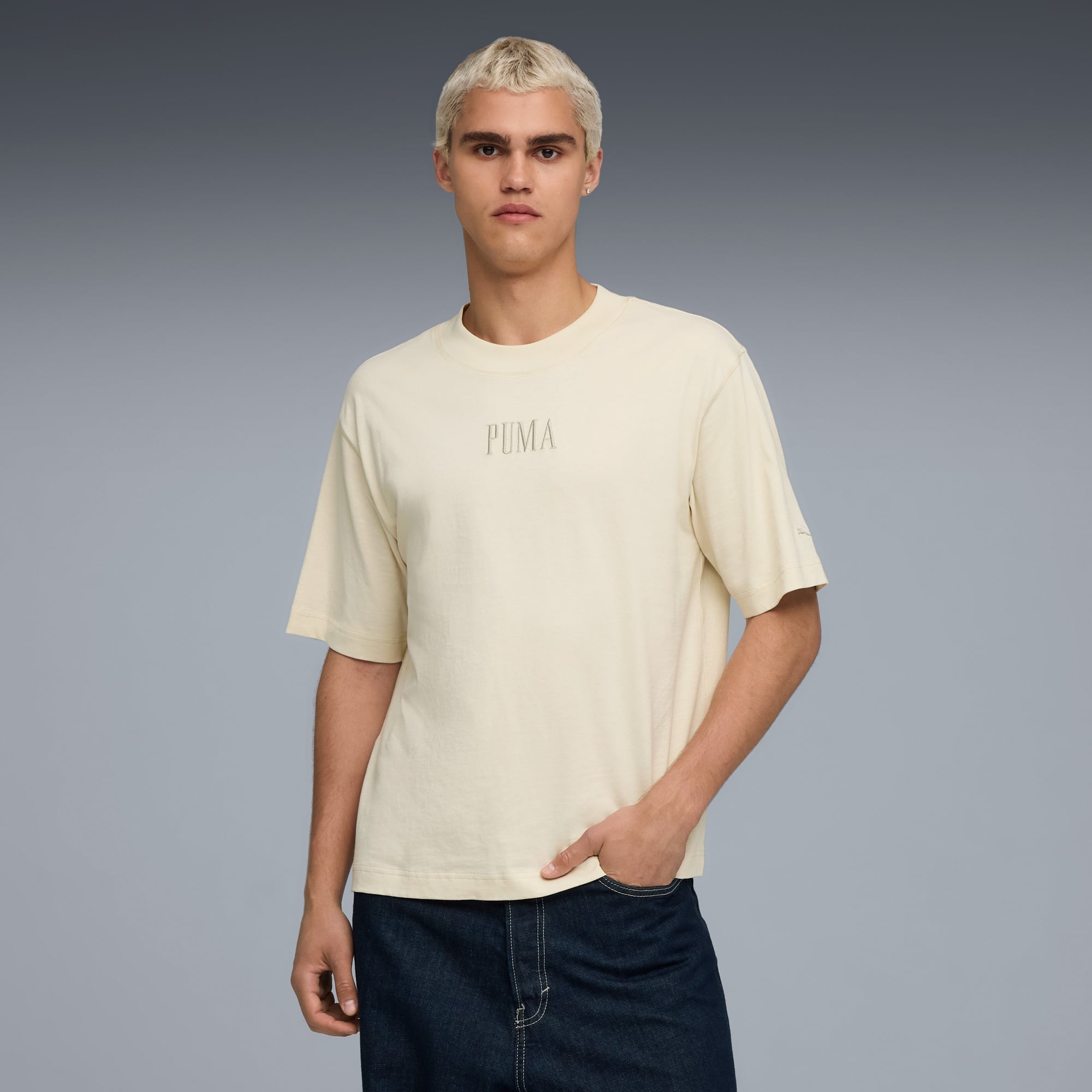 Puma Essentials Graphic Boxy Unisex Krem T-Shirt