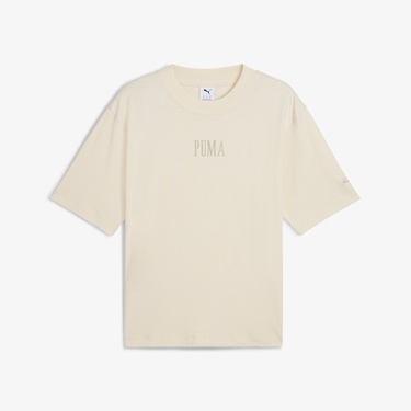  Puma Essentials Graphic Boxy Unisex Krem T-Shirt