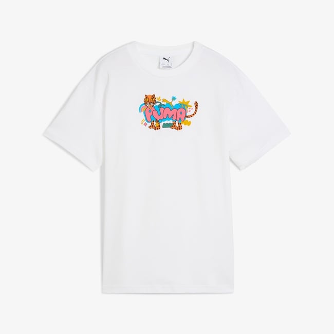  Puma Graphic Leopard Çocuk Beyaz T-Shirt