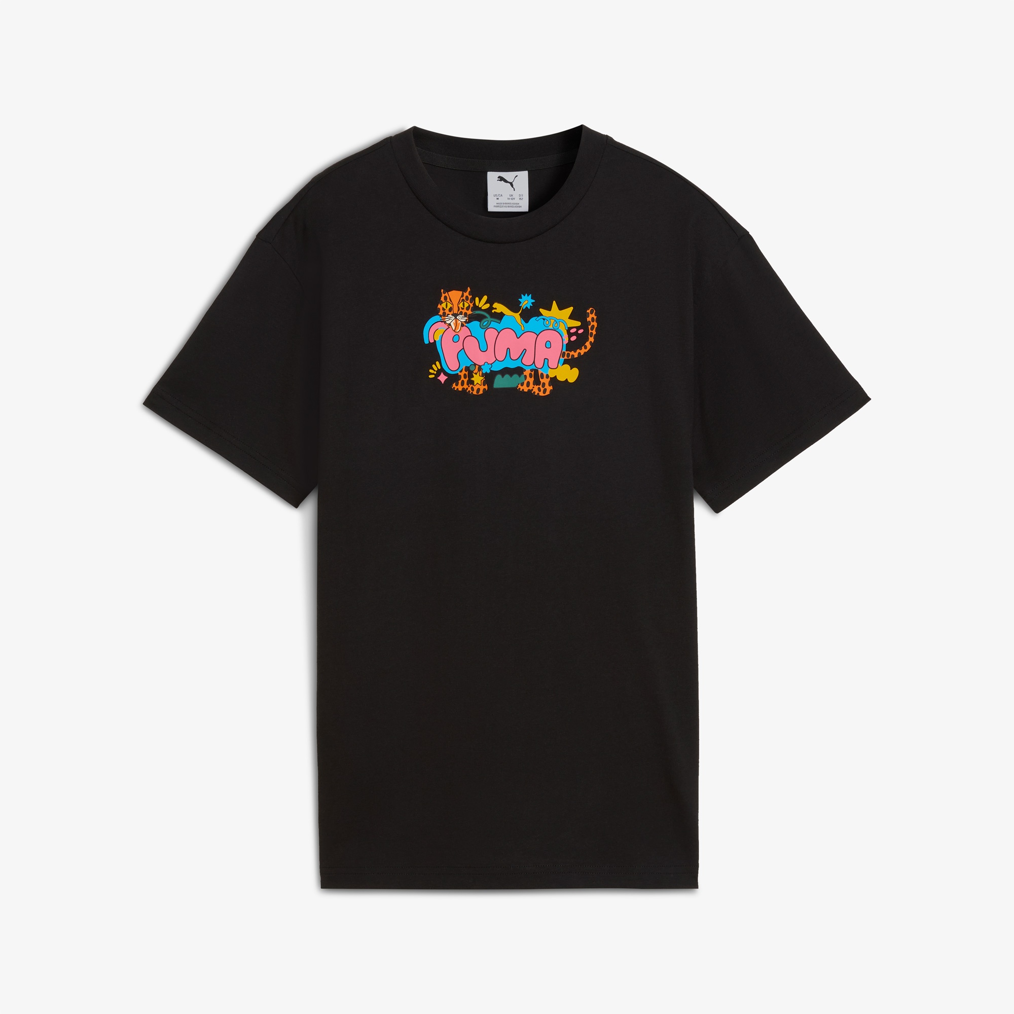 Puma Graphic Leopard Çocuk Siyah T-Shirt