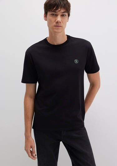  Mavi Mavi Logo İşlemeli Siyah Basic Tişört Loose Fit / Bol Rahat Kesim 067074-900