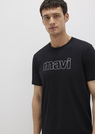  Mavi Mavi Logo Baskılı Siyah Tişört Slim Fit / Dar Kesim 065781-900