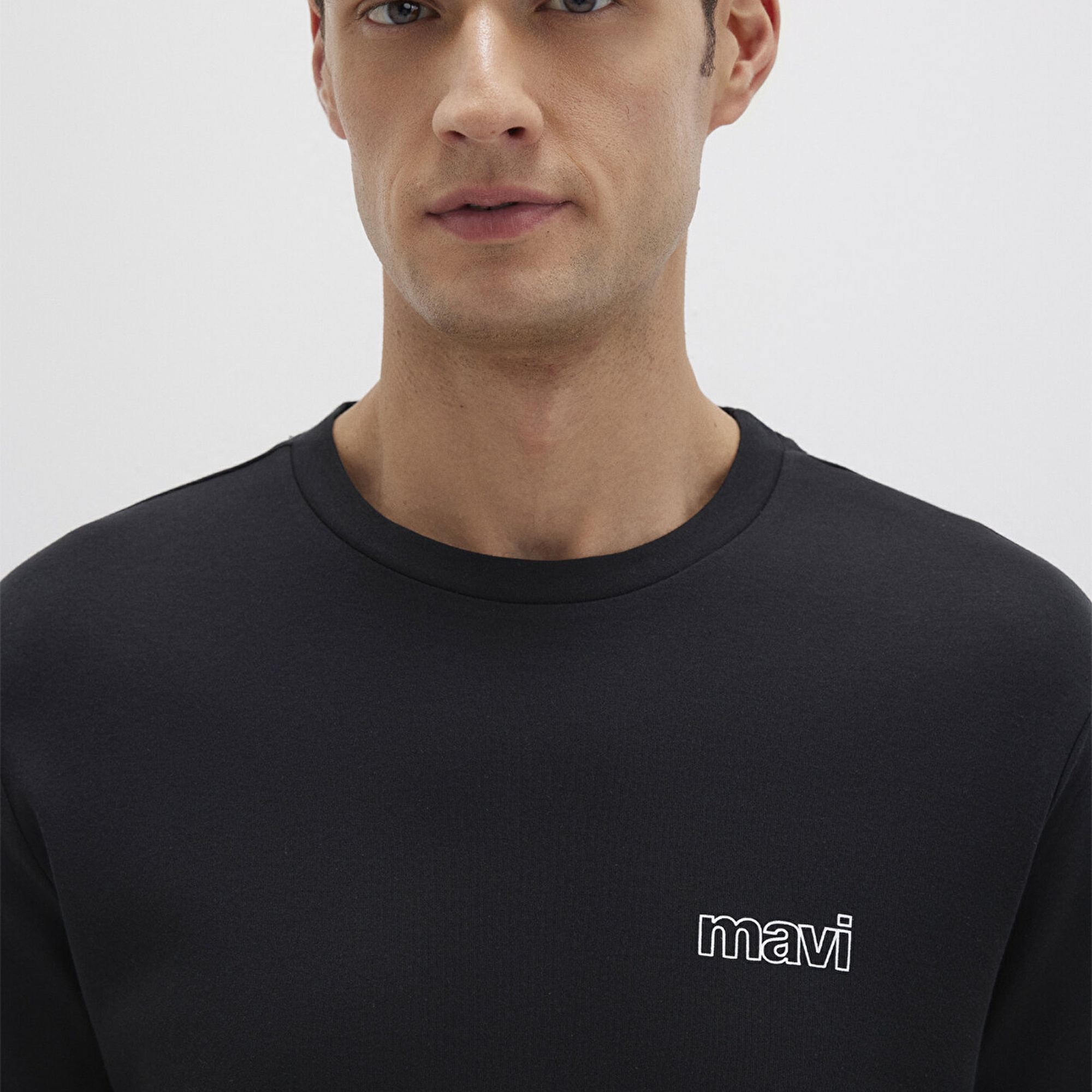 Mavi Mavi Logo Baskılı Siyah İnterlok Tişört Slim Fit / Dar Kesim 0610360-900