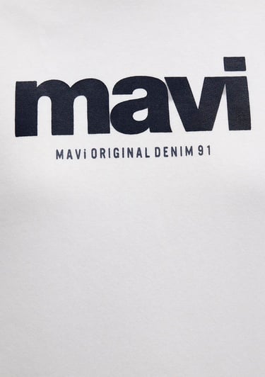  Mavi Mavi Logo Baskılı Kapüşonlu Ekru Sweatshirt 168334-81964