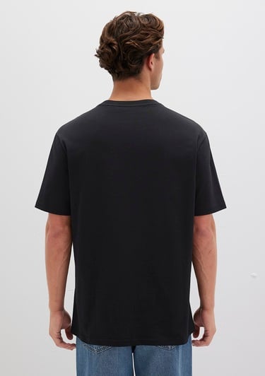  Mavi Batman Baskılı Siyah Tişört Loose Fit / Bol Rahat Kesim 066878-900