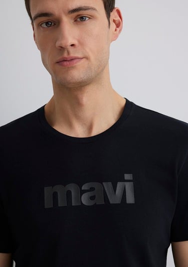  Mavi Mavi Logo Baskılı Siyah Tişört Slim Fit / Dar Kesim 065199-900