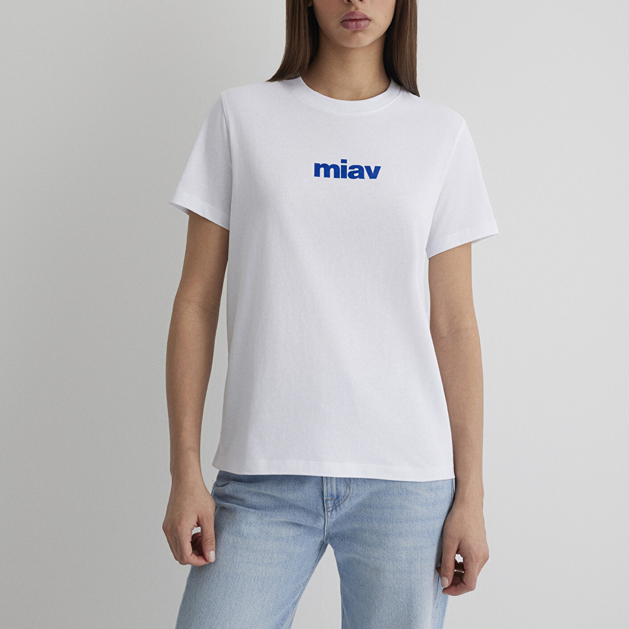 Mavi Miav Baskılı Beyaz Tişört Regular Fit / Normal Kesim 1610622-620