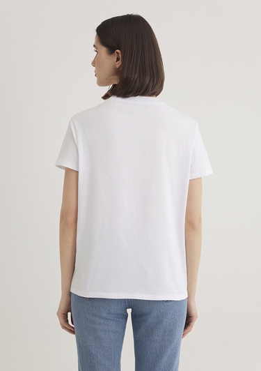  Mavi Üçgen Baskılı Beyaz İstanbul Tişört Regular Fit / Normal Kesim 168892-620