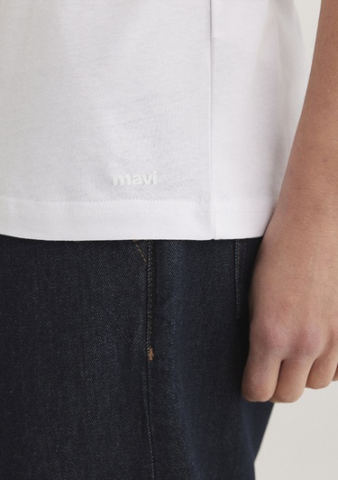  Mavi Beyaz Basic Tişört Slim Fit / Dar Kesim 065574-620