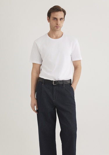  Mavi Beyaz Basic Tişört Slim Fit / Dar Kesim 065574-620