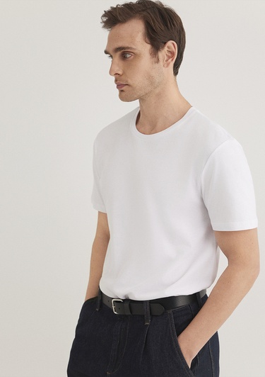  Mavi Beyaz Basic Tişört Slim Fit / Dar Kesim 065574-620