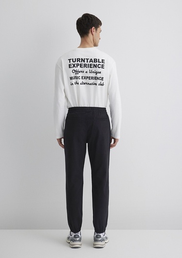  Mavi Beli Lastikli Siyah Jogger Pantolon 000169-34314