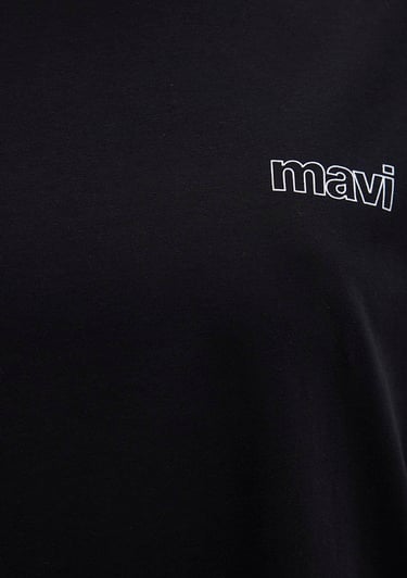  Mavi Mavi Logo Baskılı Siyah Tişört Loose Fit / Bol Rahat Kesim 1611309-900