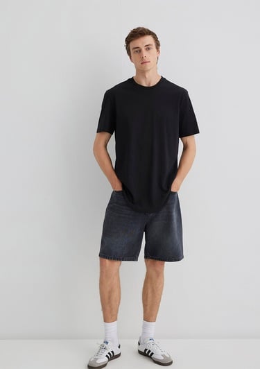  Mavi Siyah Basic Tişört Slim Long Fit / Slim Uzun Kesim 067082-900