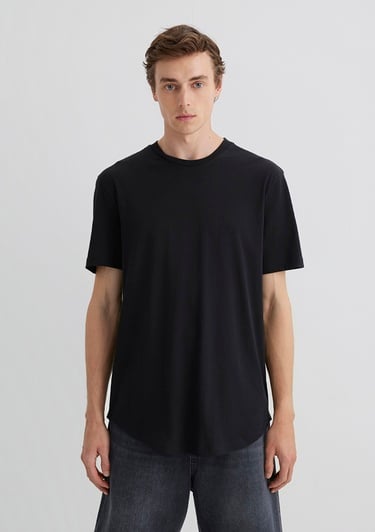  Mavi Siyah Basic Tişört Slim Long Fit / Slim Uzun Kesim 067082-900