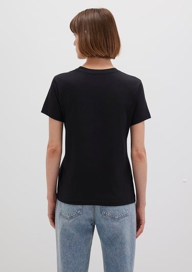  Mavi Mavi Logo Baskılı Siyah Tişört Semi Slim Fit / Yarı Dar Kesim 1601185-900