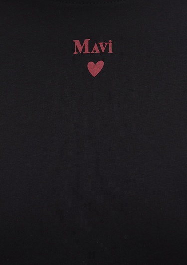  Mavi Mavi Logo Baskılı Siyah Tişört Semi Slim Fit / Yarı Dar Kesim 1601185-900