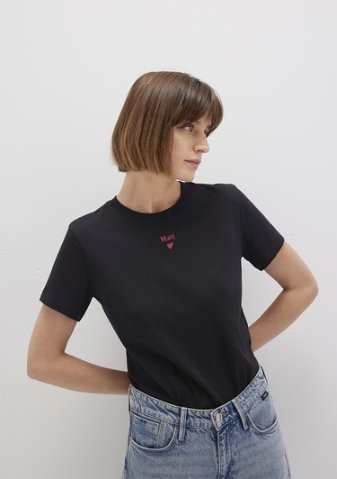  Mavi Mavi Logo Baskılı Siyah Tişört Semi Slim Fit / Yarı Dar Kesim 1601185-900