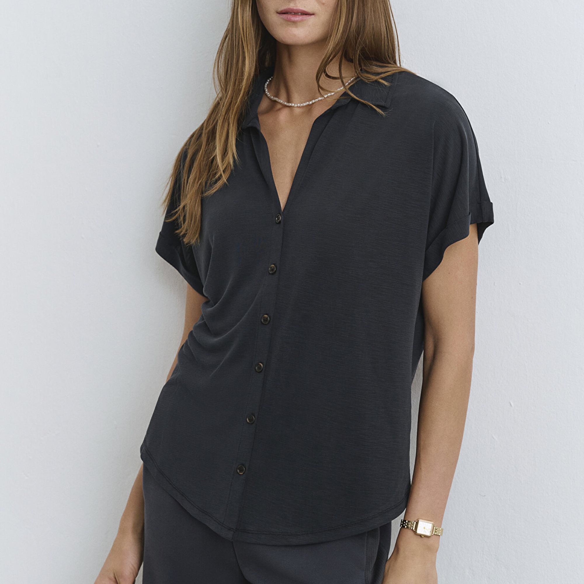 Mavi Lux Touch TENCEL TM Antrasit Modal Gömlek Regular Fit / Normal Kesim 168081-900