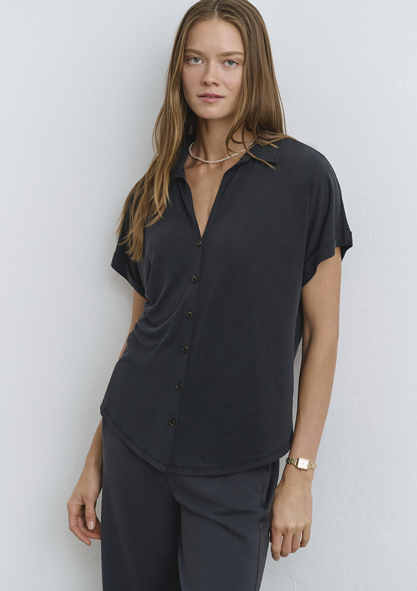  Mavi Lux Touch TENCEL TM Antrasit Modal Gömlek Regular Fit / Normal Kesim 168081-900