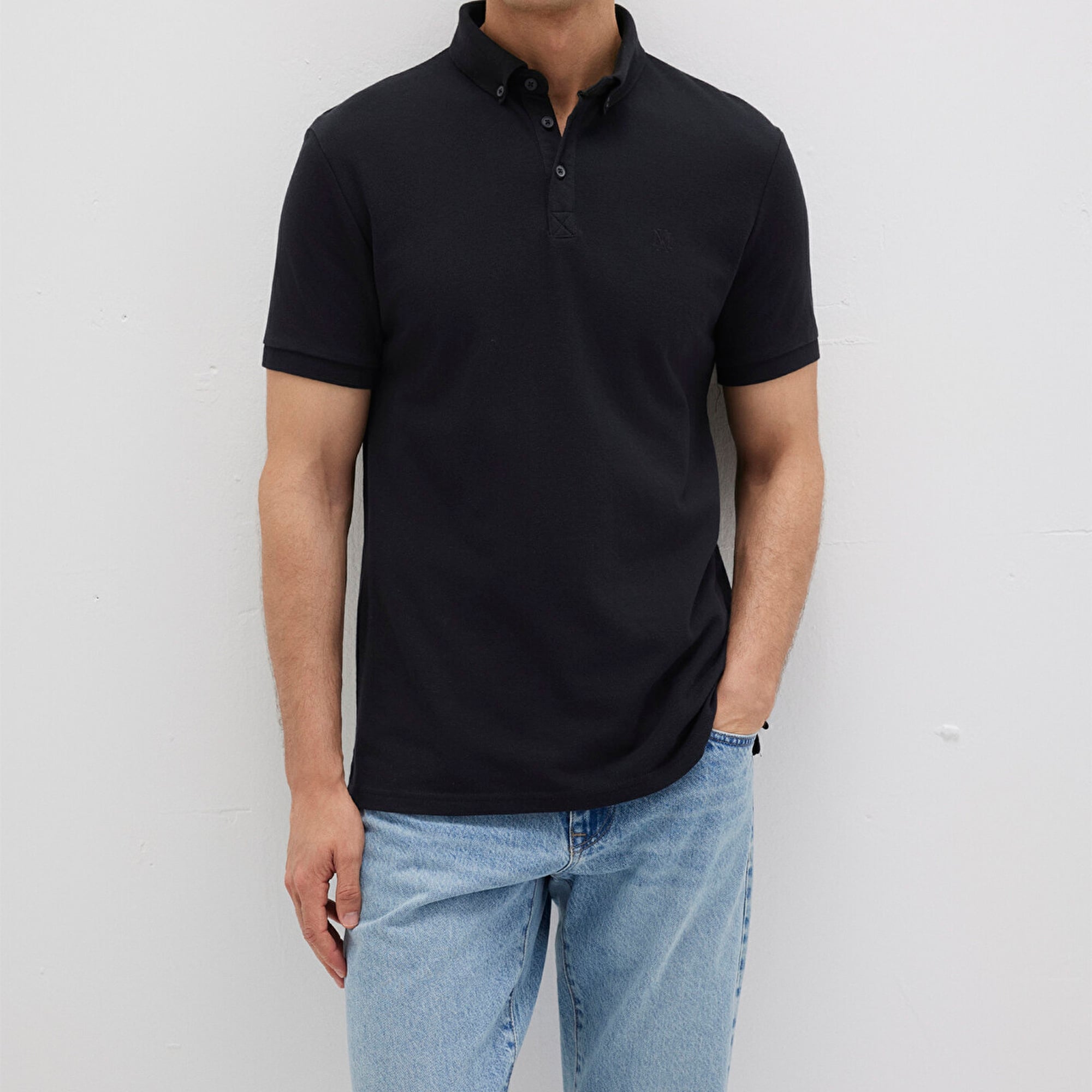 Mavi Siyah Polo Tişört Slim Fit / Dar Kesim 063247-900