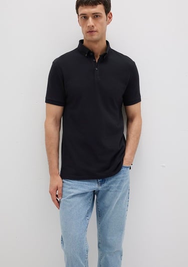 Mavi Siyah Polo Tişört Slim Fit / Dar Kesim 063247-900