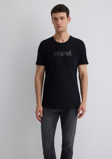  Mavi Mavi Logo Baskılı Siyah Tişört Slim Fit / Dar Kesim 065199-900