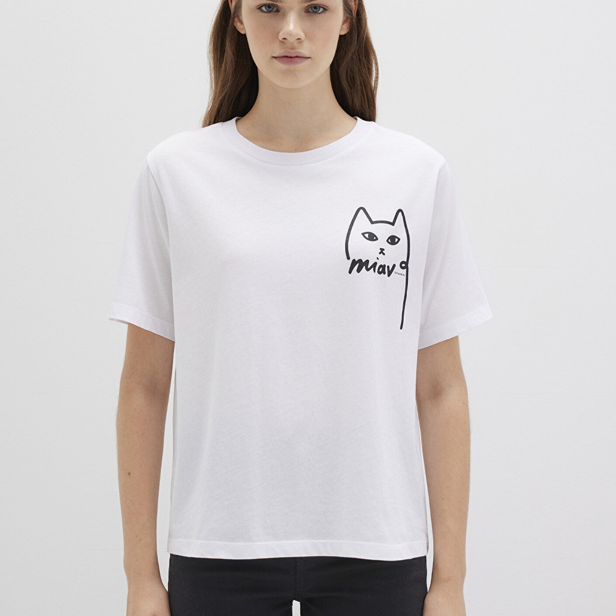 Mavi Kedi Baskılı İstanbul Tişört Regular Fit / Normal Kesim 1610225-620