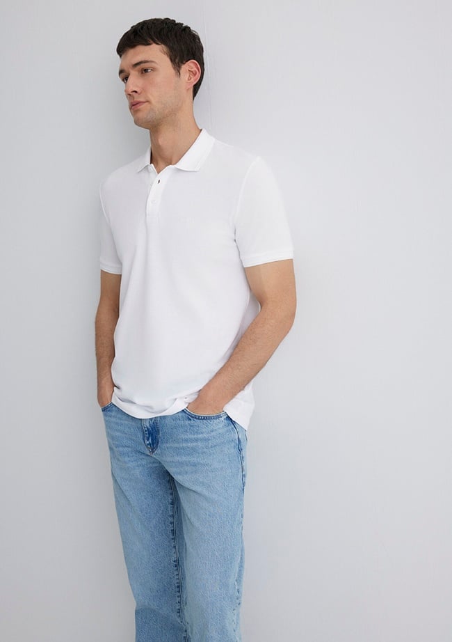  Mavi Beyaz Polo Tişört Slim Fit / Dar Kesim 064946-27879