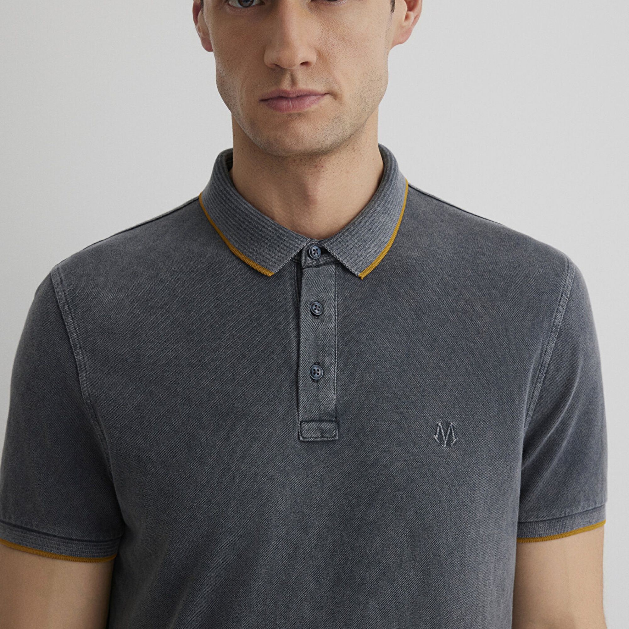 Mavi Şerit Detaylı Antrasit Polo Tişört Slim Fit / Dar Kesim 065920-30653