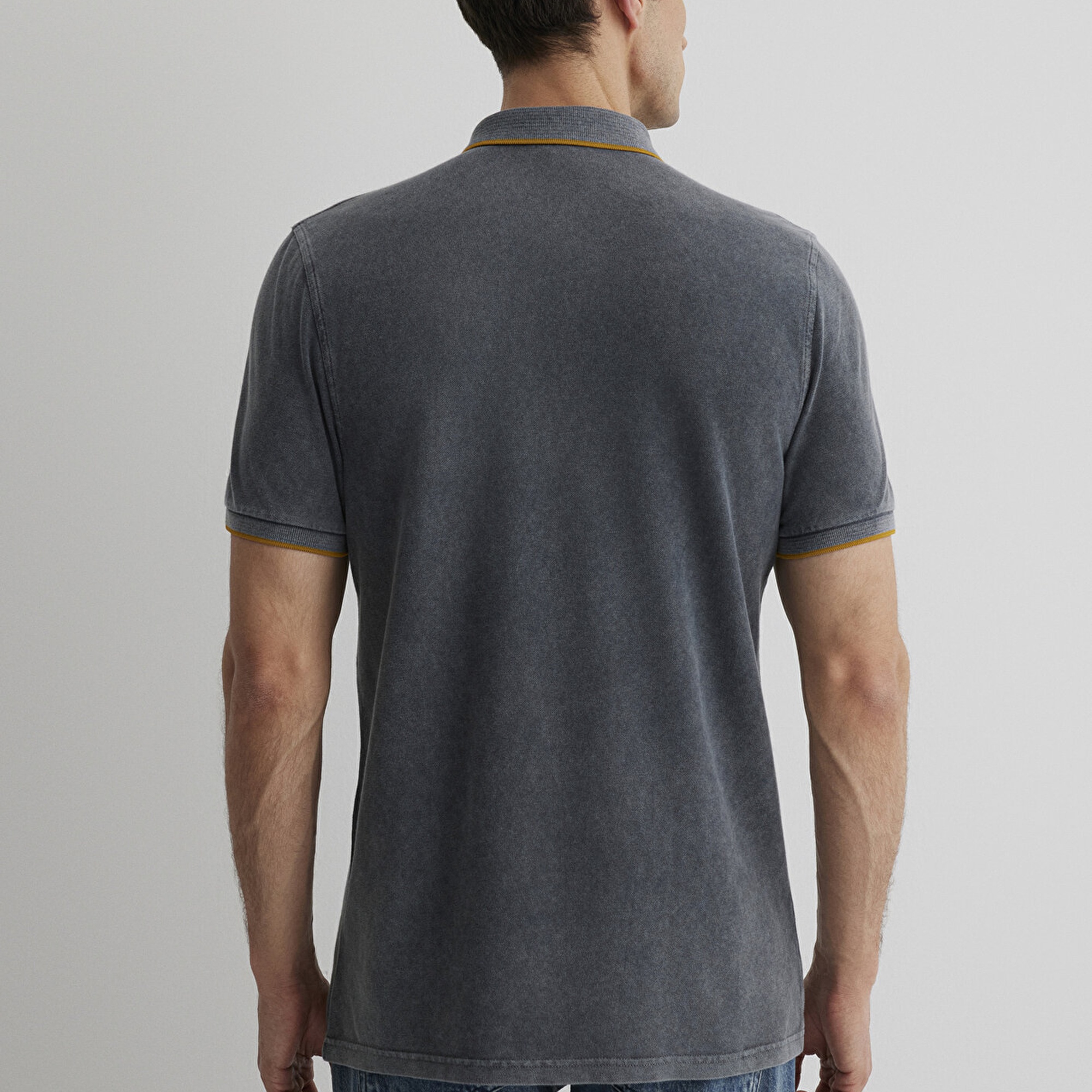 Mavi Şerit Detaylı Antrasit Polo Tişört Slim Fit / Dar Kesim 065920-30653