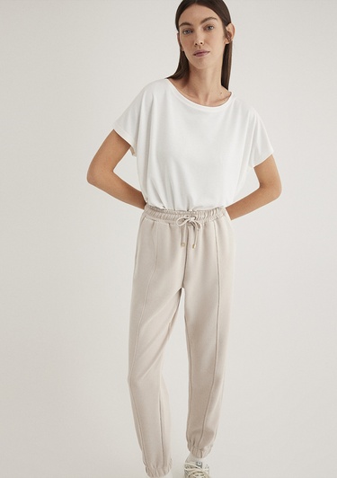  Mavi Lux Touch TENCEL TM Modal Ekru Basic Tişört Loose Fit / Bol Rahat Kesim 167245-25705