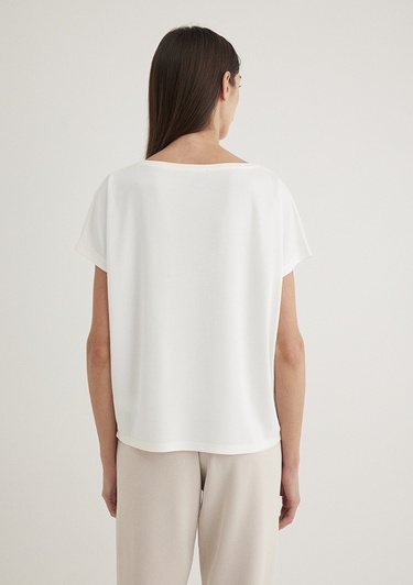  Mavi Lux Touch TENCEL TM Modal Ekru Basic Tişört Loose Fit / Bol Rahat Kesim 167245-25705